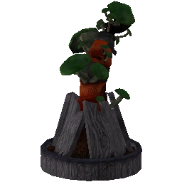 Vertical mushroom farm with green mushrooms and a tire base
