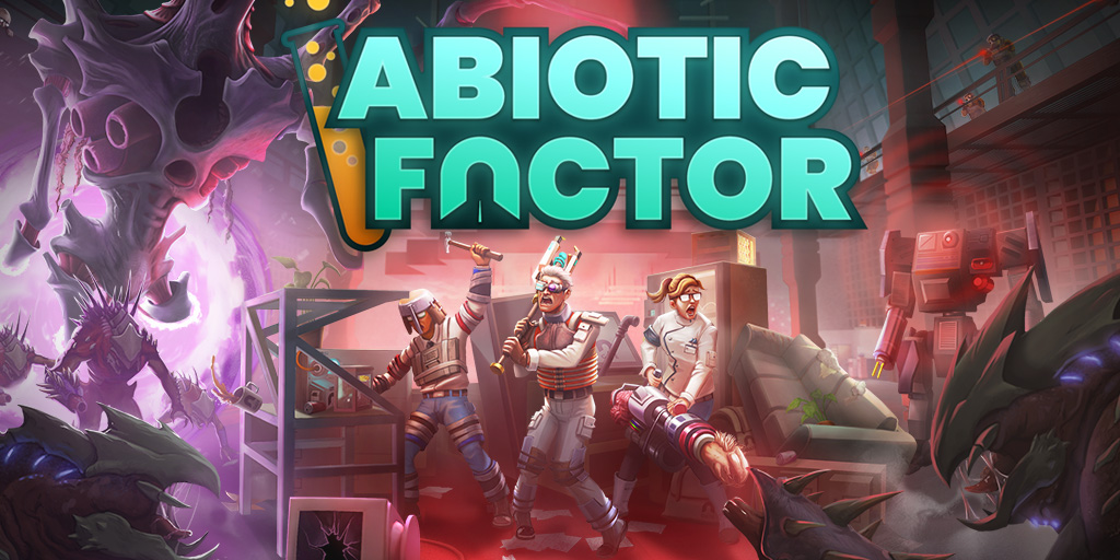 Abiotic Factor official artwork featuring scientists and anomalous creatures